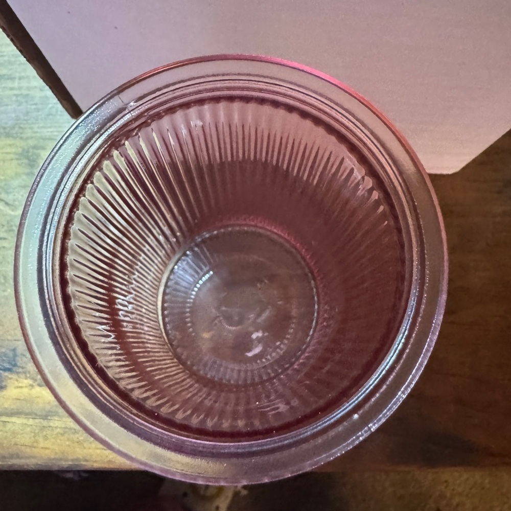 Pink Ribbed Glass Tumbler with Straw - Picture 3 of 4